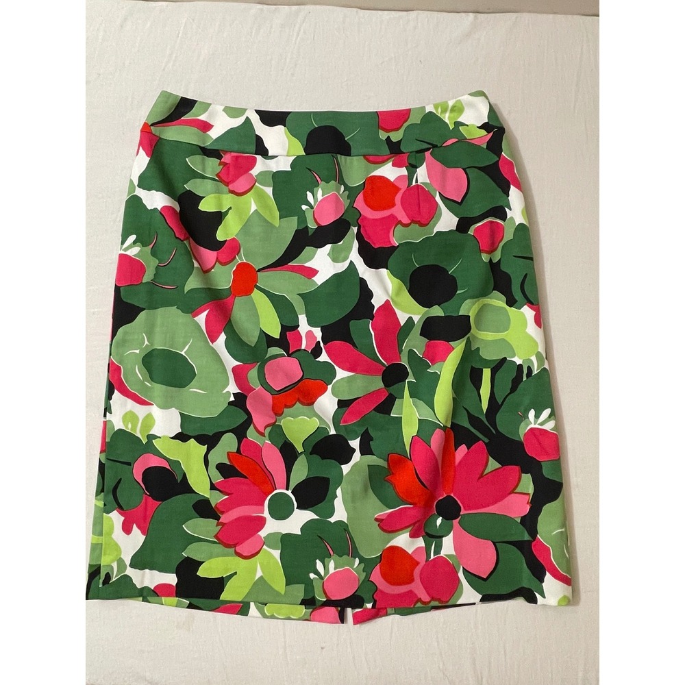 Talbots Petites‎ Floral Print Stretch Silk Blend Skirt - Size 6 - Colorful